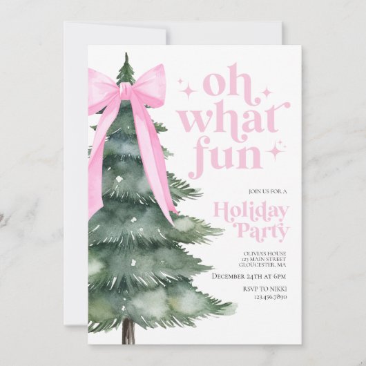 Invitation Noël Fête Oh Quel Pink Fun (Devant)