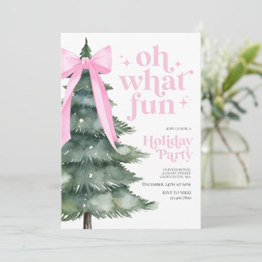 Invitation Noël Fête Oh Quel Pink Fun (Debout devant)