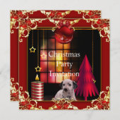 Invitation Noël fête Red Dog Dalmation (Devant / Derrière)