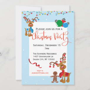 Invitation Noël Fête Reindeer Rudolph