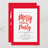 Invitation Noël Fête Rouge avec la typographie blanche (Devant / Derrière)