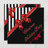 Invitation Noël Fête Rouge Blanc Blancs Brouillard (Devant / Derrière)