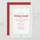 Invitation Noël Fête Rouge et Vert Flocon de neige Simple (Devant / Derrière)