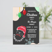 Invitation Noël Fête Rouge Noir (Debout devant)