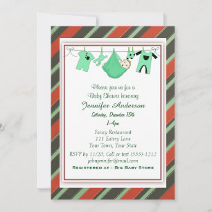 Invitation Noël Fête Rouge Vert Baby shower