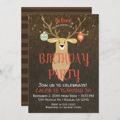 Invitation Noël Fête Rustique Cerf fête d'anniversaire (Devant / Derrière)