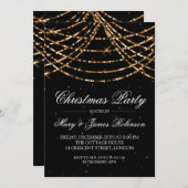 Invitation Noël Fête String Lights or (Devant / Derrière)