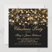 Invitation Noël Fête String Lights or (Devant)