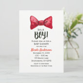 Invitation Noël Fêtes Red Bow Cravate Baby shower garçon (Debout devant)