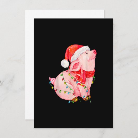 Invitation Noël Feux de cochon Noël Cadeaux de chapeau pour g (Devant / Derrière)