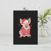 Invitation Noël Feux de cochon Noël Cadeaux de chapeau pour g (Debout devant)