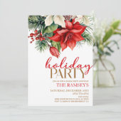 Invitation Noël Fleurs florales Fête Fête Fête Fête Rouge (Debout devant)