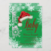 Invitation Noël Flocon de neige Baby shower de Noël (Devant / Derrière)