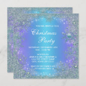 Invitation Noël flocon de neige bleu sarcelle violet lavande (Devant / Derrière)