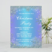 Invitation Noël flocon de neige bleu sarcelle violet lavande (Debout devant)