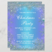 Invitation Noël flocon de neige bleu sarcelle violet lavande (Devant / Derrière)