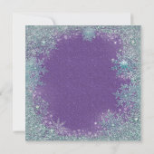 Invitation Noël flocon de neige bleu sarcelle violet lavande (Dos)