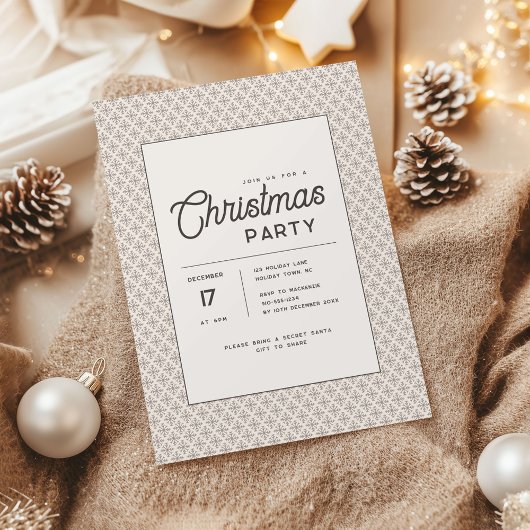 Invitation Noël flocon scandinave à tons de terre modernes