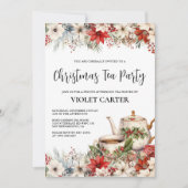 Invitation Noël Floral après-midi Tea Fête (Devant)