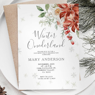 Invitation Noël Floral Hiver Onederland 1er anniversaire
