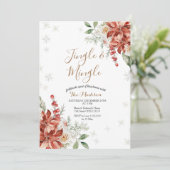 Invitation Noël Floral Jingle d'hiver & Mingle Snowflakes (Debout devant)