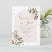 Invitation Noël Floral neige en amour Fête des mariées d'hive (Debout devant)