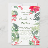 Invitation Noël Floral Peint Feuille verte Couples Douche Cou (Devant)