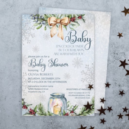 Invitation Noël Frosty Baby shower d'hiver neige