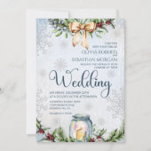 Invitation Noël Frosty Neige Mariage d'hiver (Devant)