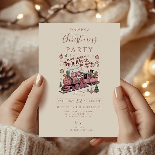 Invitation Noël Funny Train Wreck du Père Noël