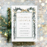 Invitation Noël Garland Couples Douche Or & Vert<br><div class="desc">Cette élégante invitation à la douche en couple comprend une guirlande de pin de Noël aquarelle décorée de rubans rouges,  de baies sèches,  de verdure botanique et de calligraphie élégante. Pour une personnalisation plus avancée de cette conception,  cliquez sur le lien "Customiser plus loin".</div>
