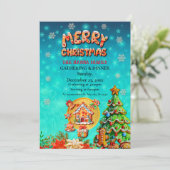 Invitation Noël Gingerbread Candy House et Nouvel An en (Debout devant)