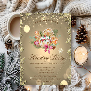 Invitation Noël Gingerbread Cookies Stars Green