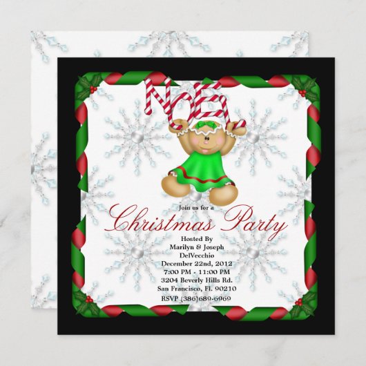 Invitation Noel Gingerbread Man CUL Fête de Noël (Devant / Derrière)