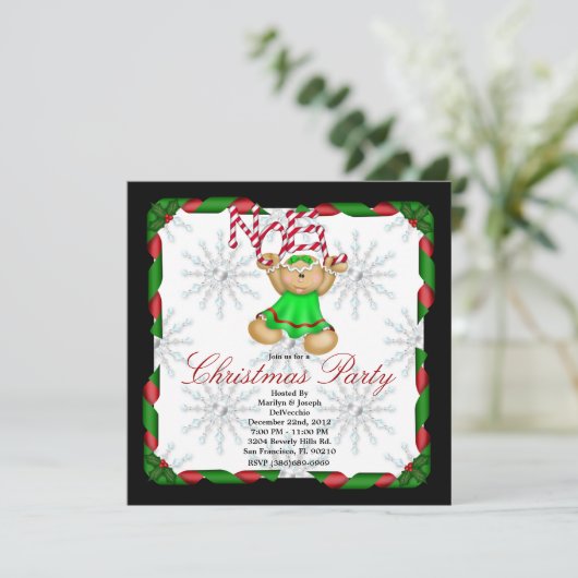 Invitation Noel Gingerbread Man CUL Fête de Noël (Debout devant)