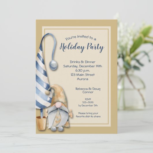 Invitation Noël Gnome Fête (Debout devant)