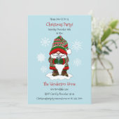 Invitation Noël Gnome Rouge Vert mite (Debout devant)