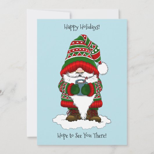 Invitation Noël Gnome Rouge Vert mite (Dos)