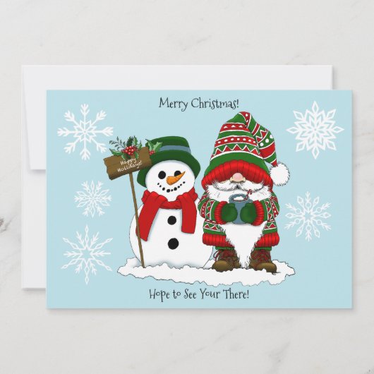 Invitation Noël Gnome Snowman mignonne (Dos)