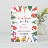 Invitation Noël Gnomes Famille Snowman Fête de Noël (Debout devant)