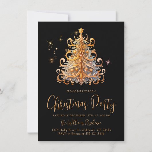 Invitation Noël Gold Black Tree (Devant)