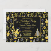 Invitation Noël Gold Père Noël Snowman Stocking Motif cadeau (Devant)