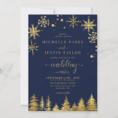 Invitation Noël Gold Pine Mariage I (Devant)