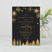 Invitation Noël Gold Pine Mariage I (Debout devant)