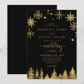 Invitation Noël Gold Pine Mariage I (Devant / Derrière)