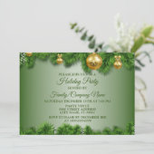 Invitation Noël Golden Ornaming Fête des fêtes (Debout devant)