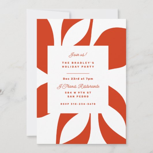 Invitation Noël Graphique Poinsettia (Devant)