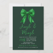 Invitation Noël Green Jingle & Mingle Bow Vert Fête (Devant)