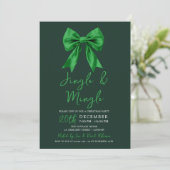 Invitation Noël Green Jingle & Mingle Bow Vert Fête (Debout devant)