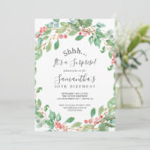 Invitation Noël Green & Red Berry Surprise Party (Debout devant)